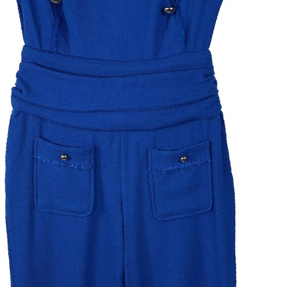 INC International Concepts SZ 6 Cropped Romper Jumpsuit Stretch Pockets Blue - Picture 3 of 8